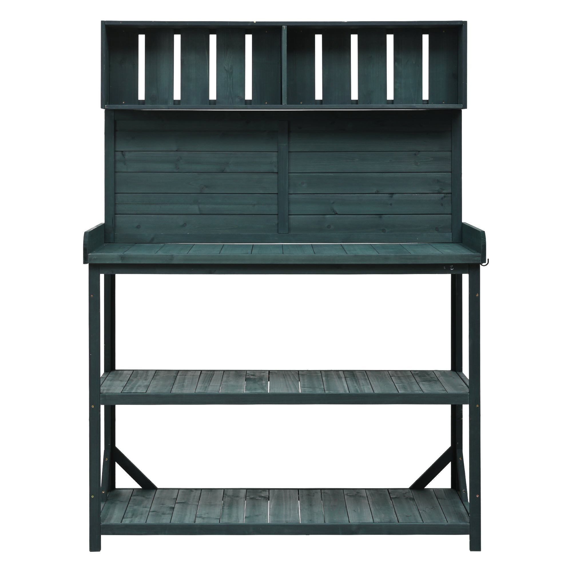 TOPMAX 65" Large Wooden Farmhouse Rustic Outdoor Potting Bench Table