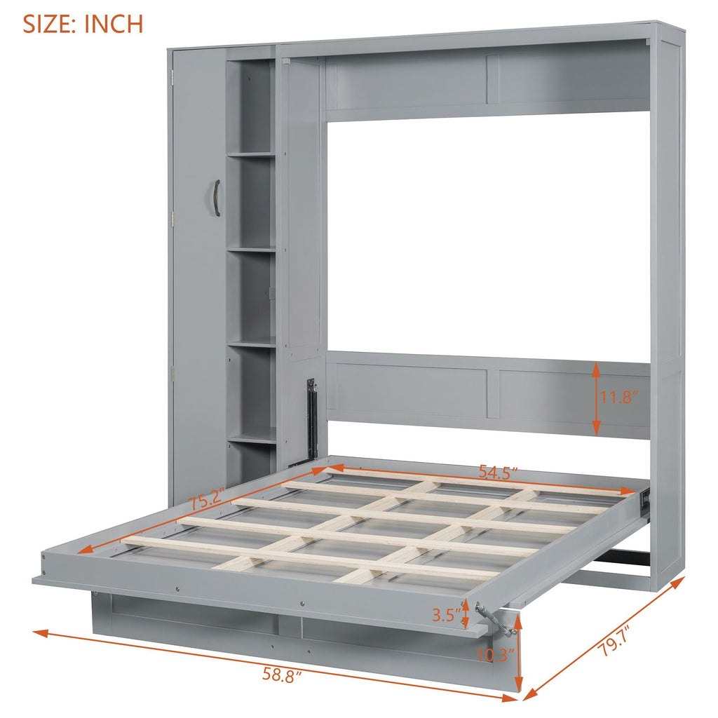 Murphy Wall Bed With Shelves, Wardrobe And LED Lights