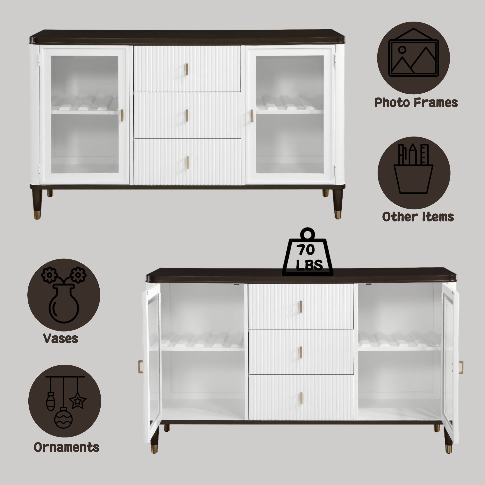 Carene Server Brown / White