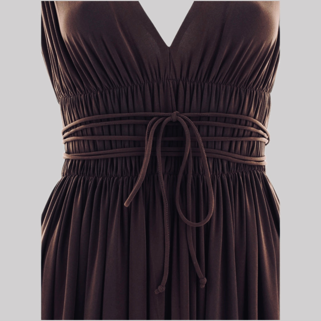 NORMA KAMALI Goddess Dress Unlined Women's Sz L/40 Chocolate KK3233PL292028
