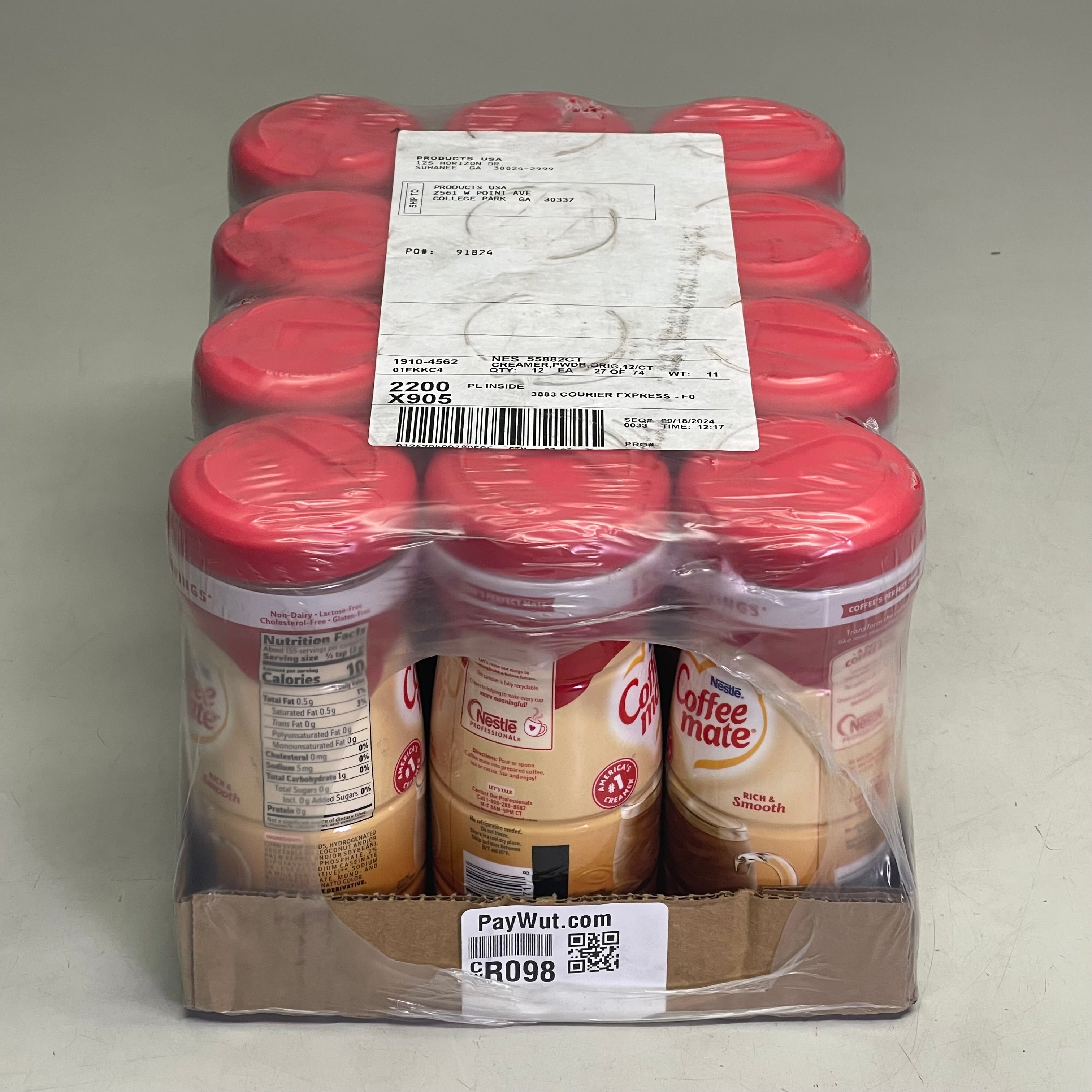 NESTLE (12 PACK) Coffee Mate Original Powder Creamer 11 oz NES55882 BB 05/26