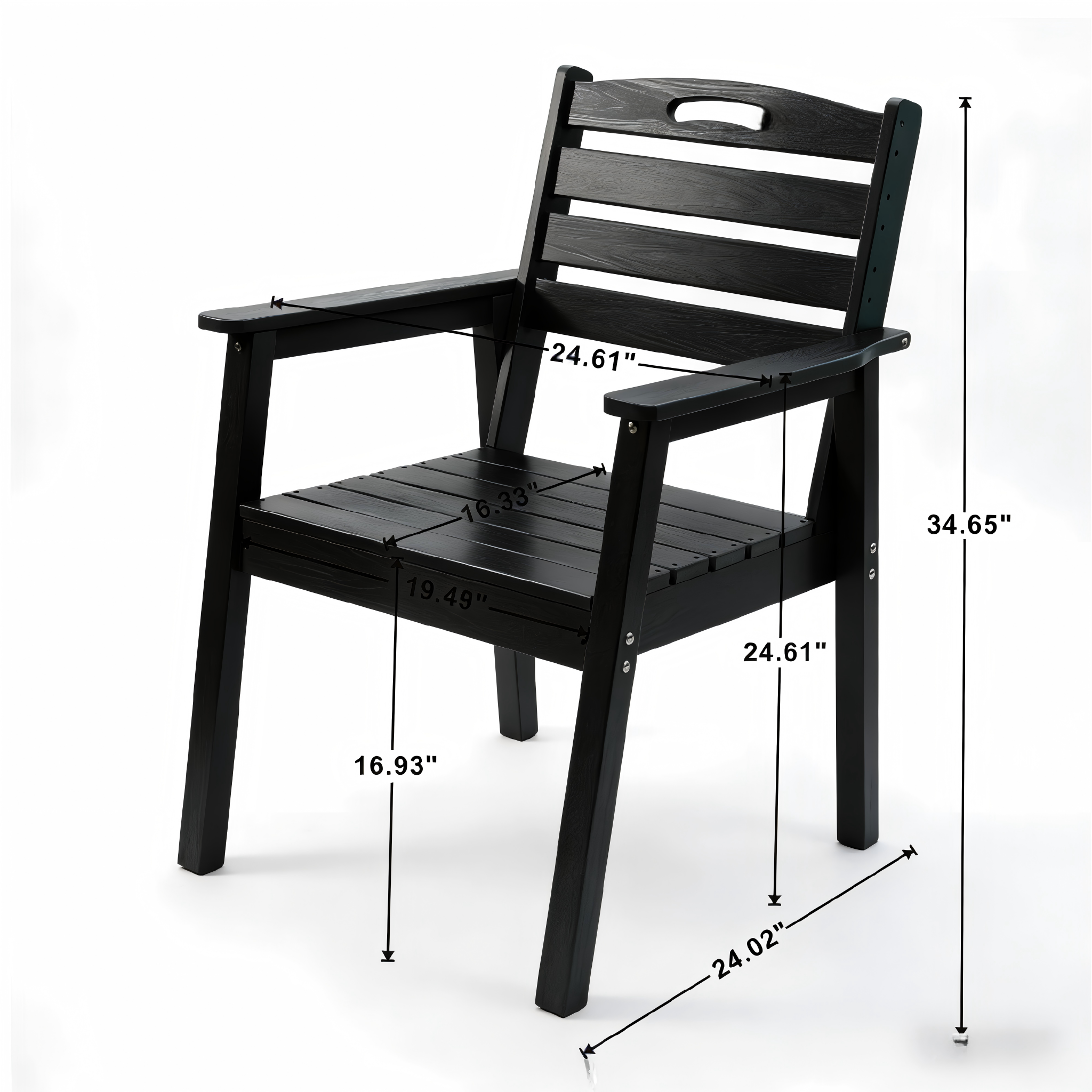 HDPE Outdoor Terrace Dining Chair Set of 2 - Black