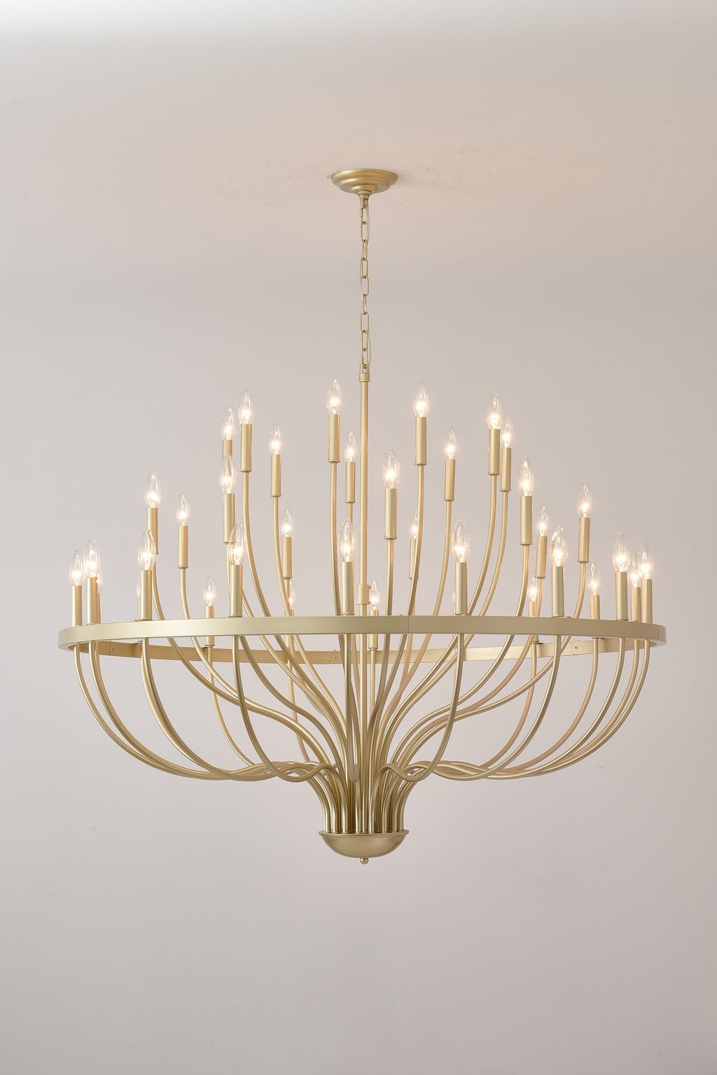 36-Light Gold Industrial Iron Candle Chandelier