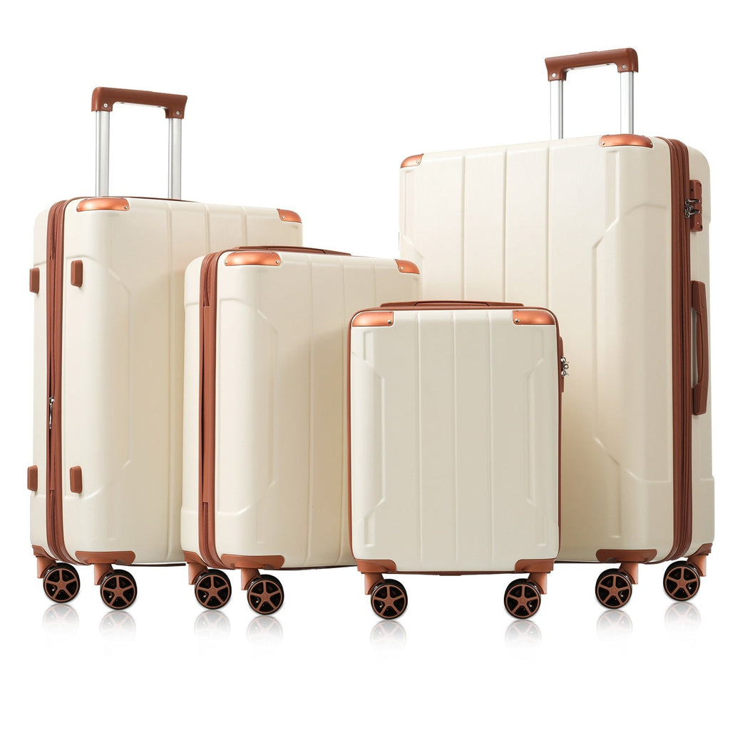 Brown & White 6-Piece Expandable Hardshell Luggage Set