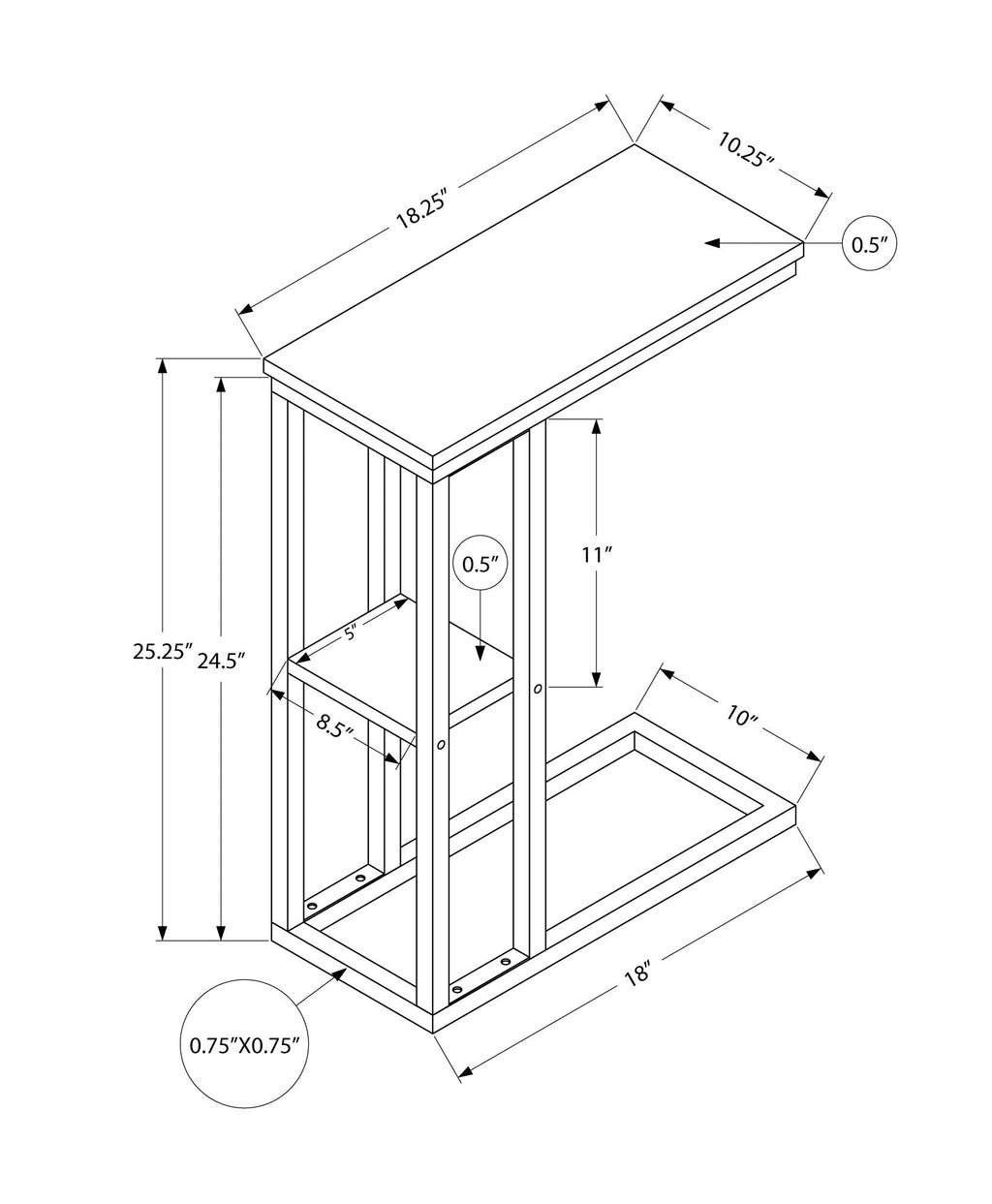 Accent Table C-Shaped - Contemporary Modern