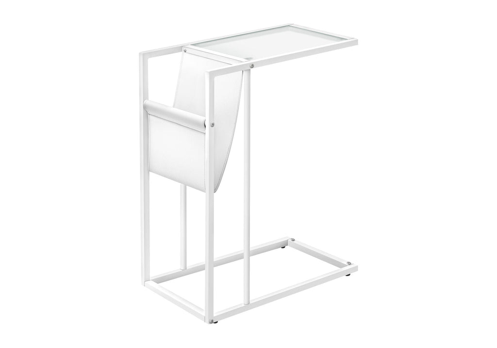 Accent Table, C-Shaped, Contemporary and Modern - White