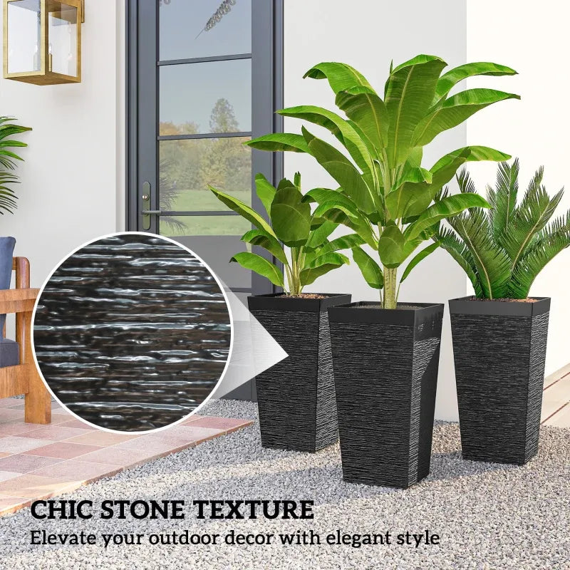 Modern Design Stackable Tapered Planters, Set of 3 Outdoor Planters