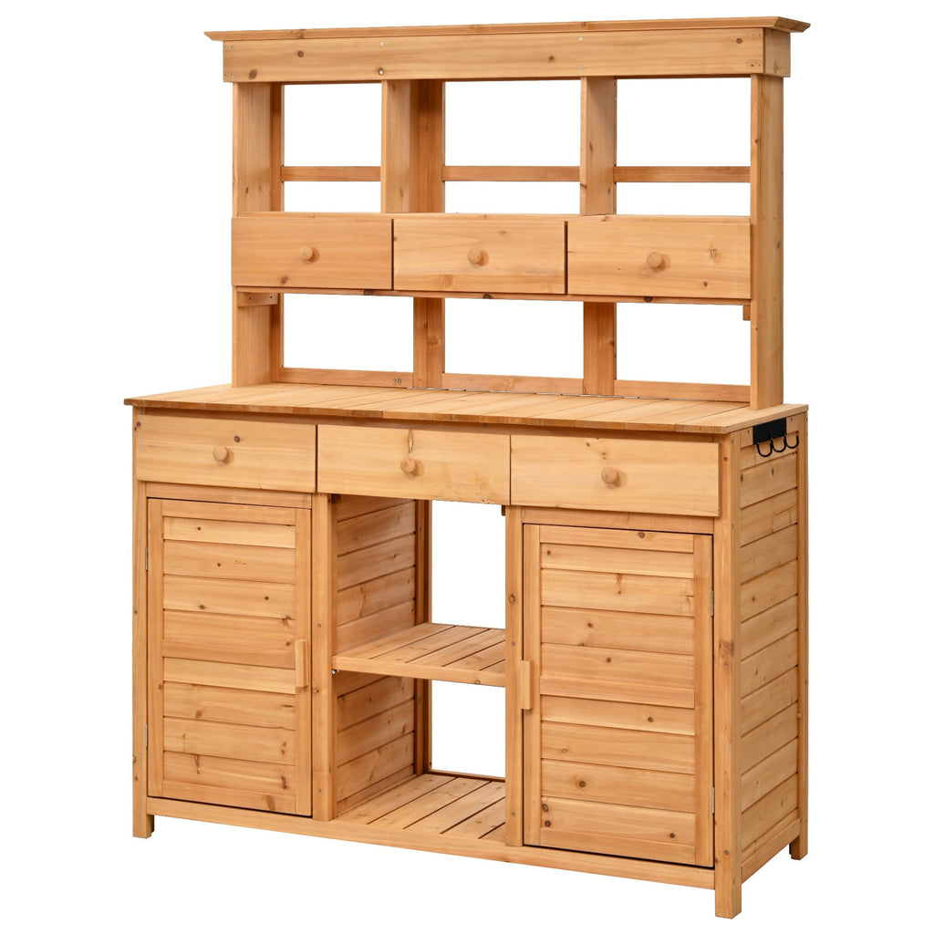 TOPMAX 65.7'' Tall Garden Potting Bench Table with Hutch