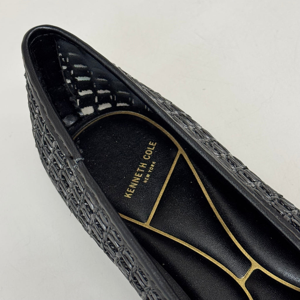 KENNETH COLE New York Zeta Raffia Jewel Jane Flat Women's Sz 10 Black KL25ZMJ01