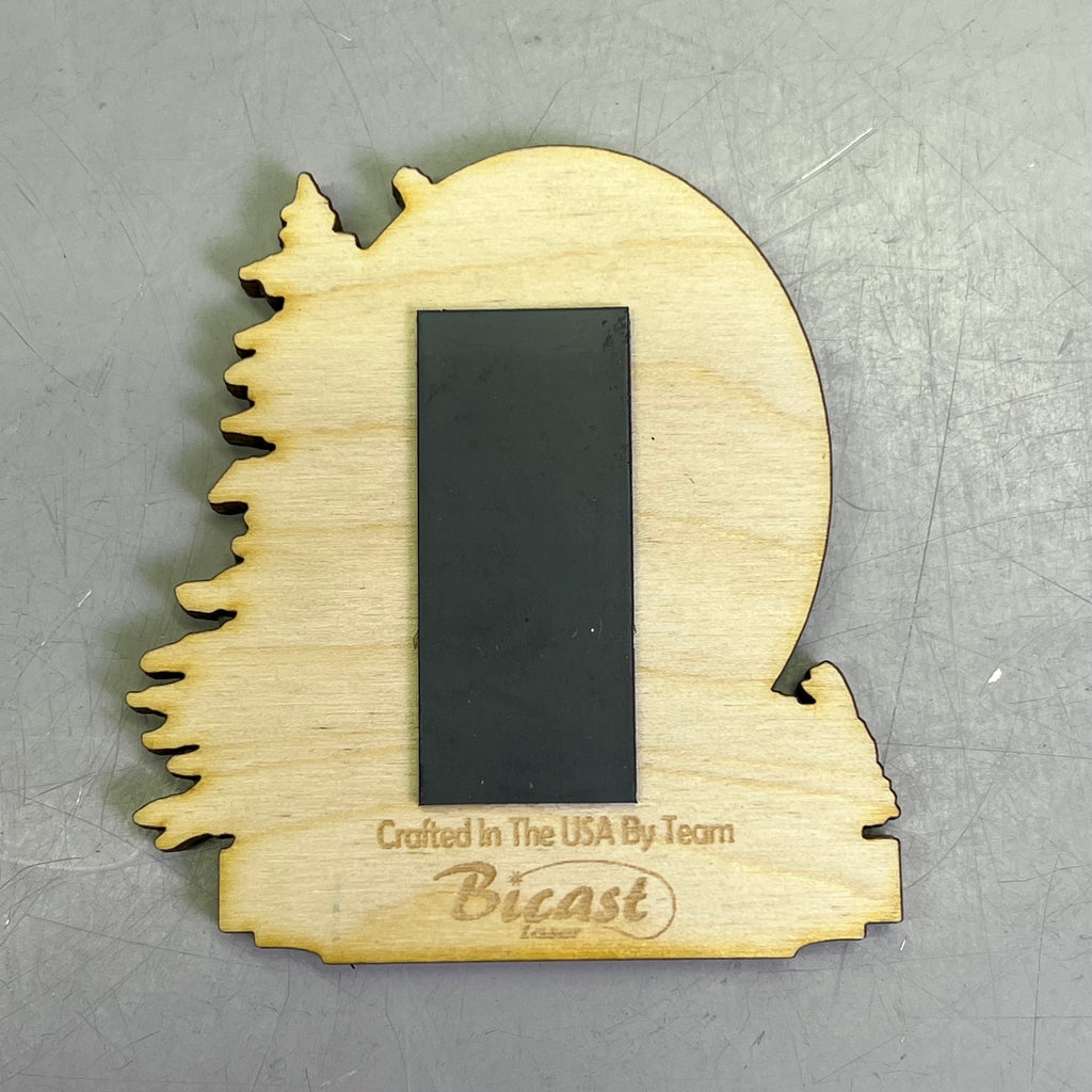 (2 PACK) Eagle in Mountains Laser Cut Wood Magnet Souvenir JUNEAU,AK Made In USA