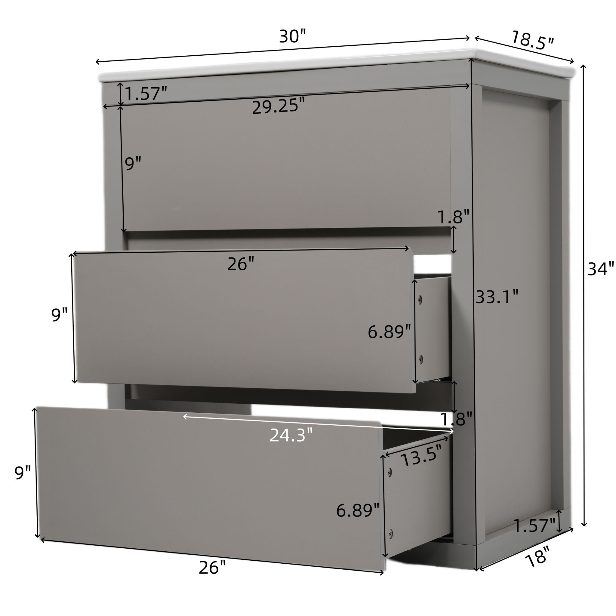 Freestanding Bathroom Vanity with Ceramic Sink and 2 Full Extension Drawers