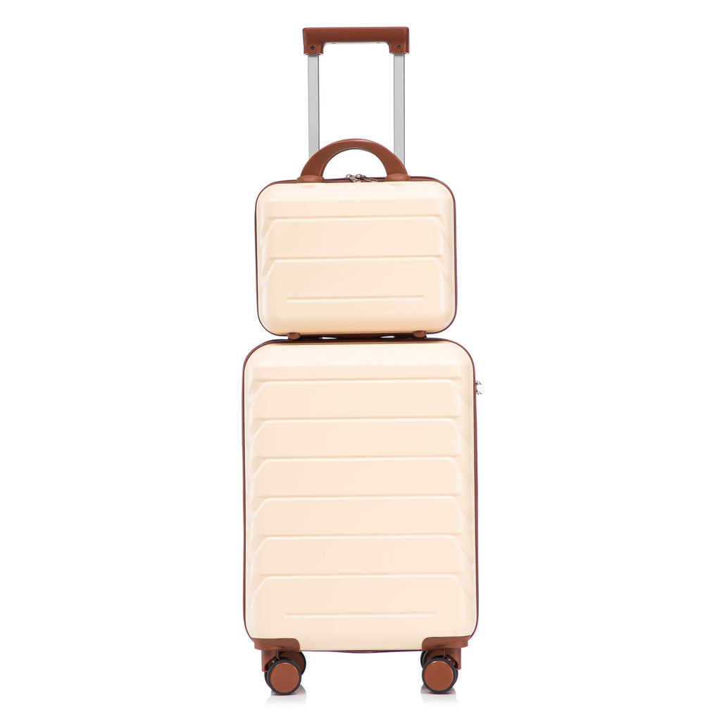 14'/20' 2-Piece Beige ABS Spinner Wheel Luggage Set