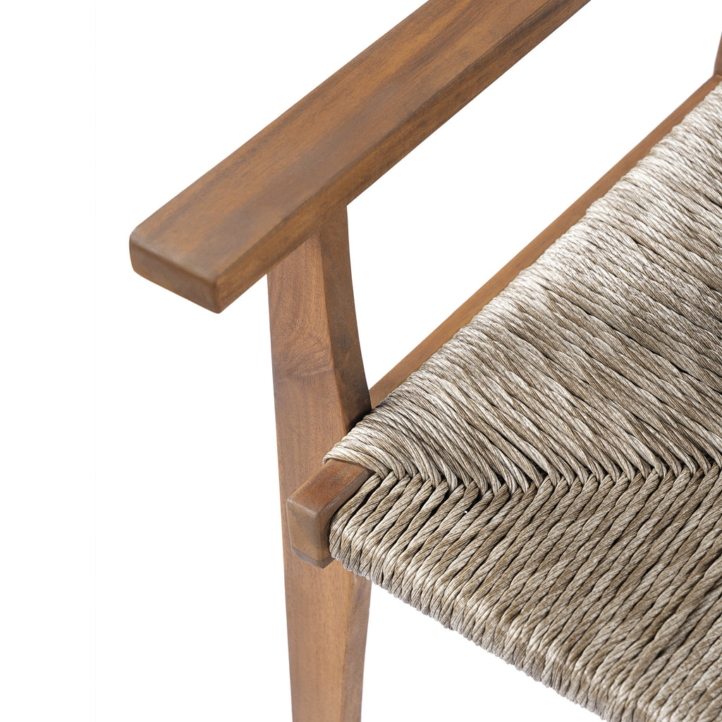 Durable Outdoor Dining Chair Set with Acacia Wood Frame and Wicker Seat