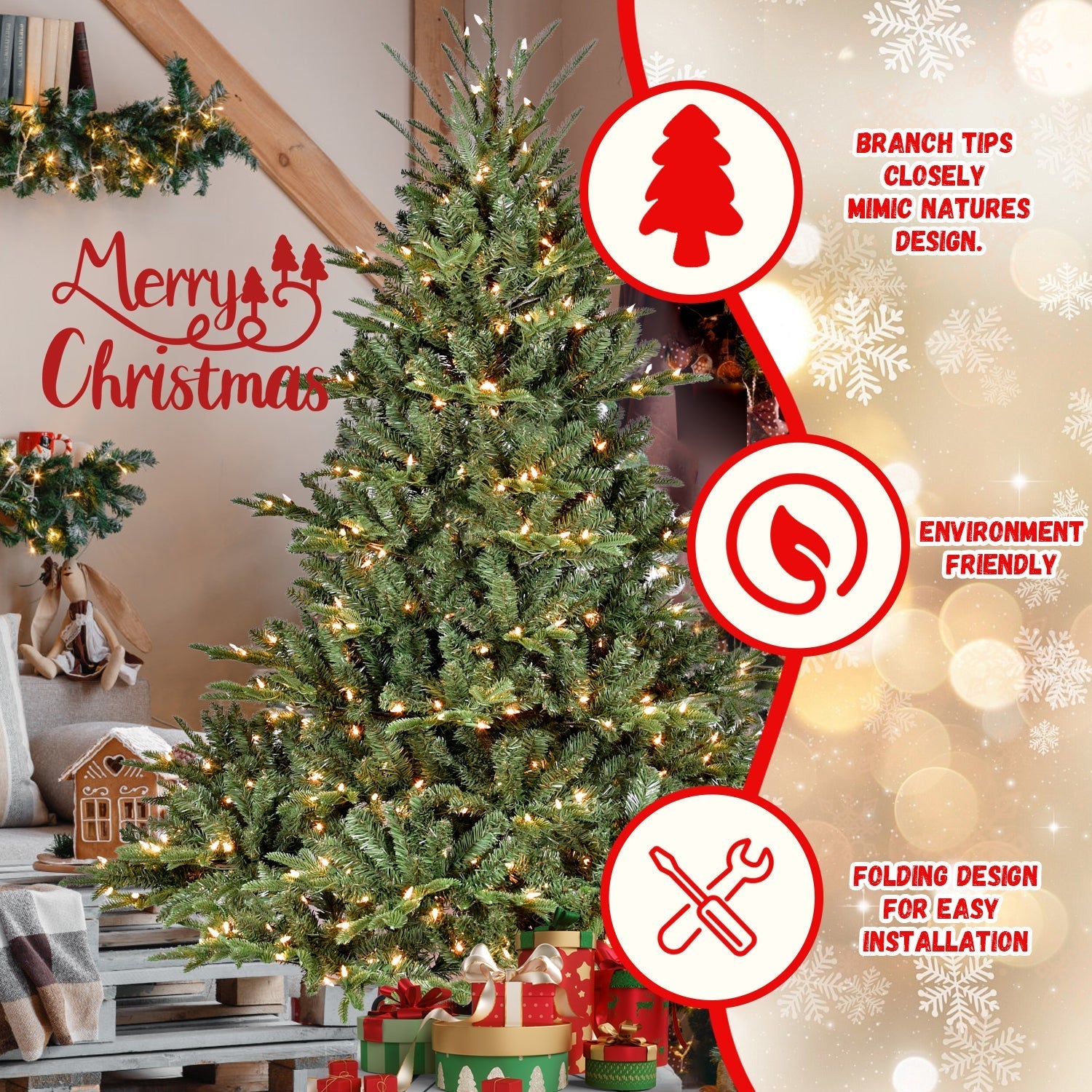 5FT The Full-Bodied Pre-Lit Evergreen Christmas Tree