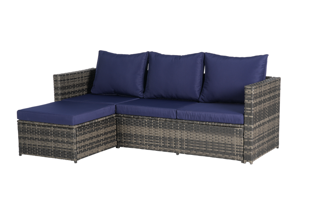 2 Pieces Patio Furniture Set, Outdoor Woven Sectional L-Shaped Patio Furniture