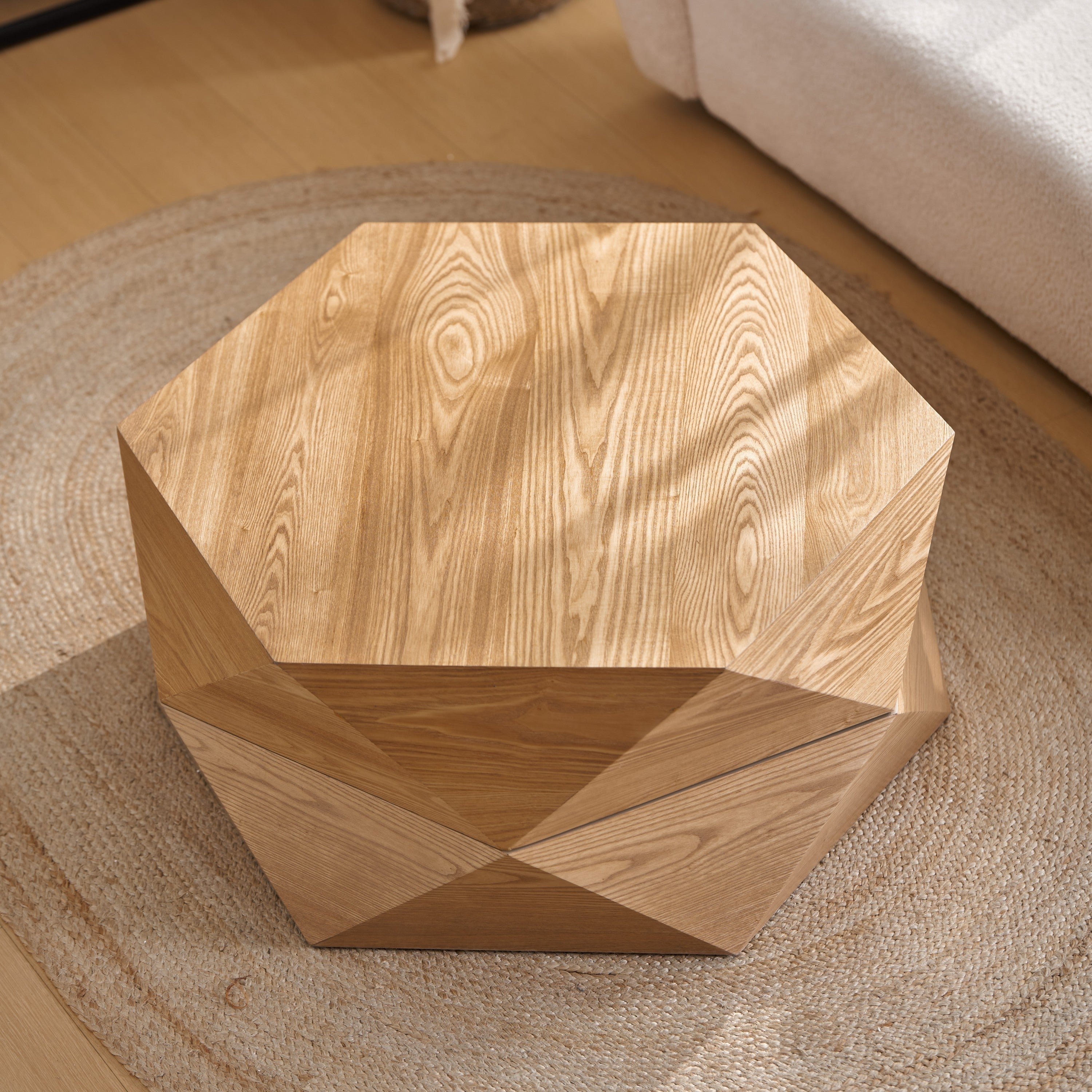 36.61'' Retro Style Polygon Flip Top Coffee Table