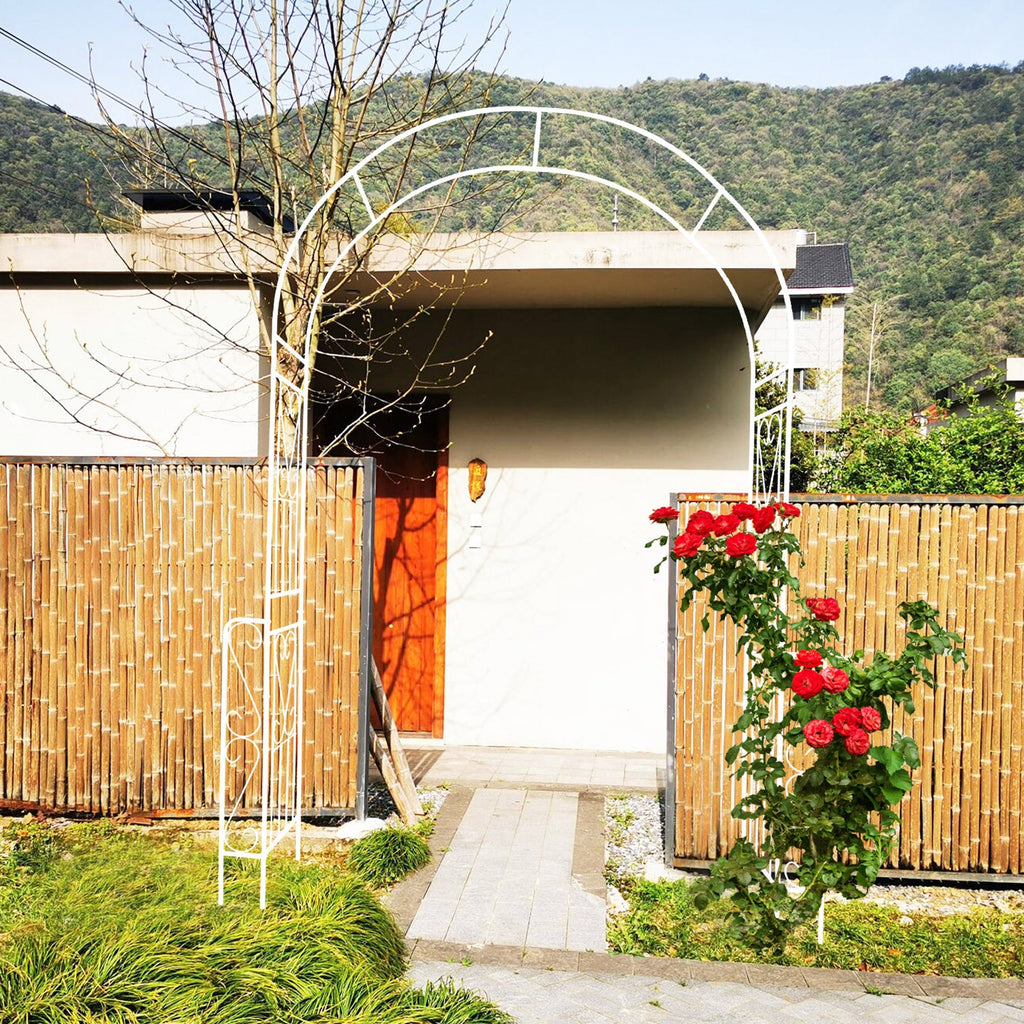 Metal Garden Arch W55'' x H94.5'' - Cream White Outdoor Arbor