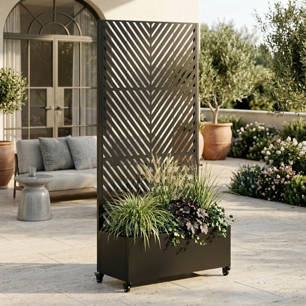 Metal Planter Box with Trellis