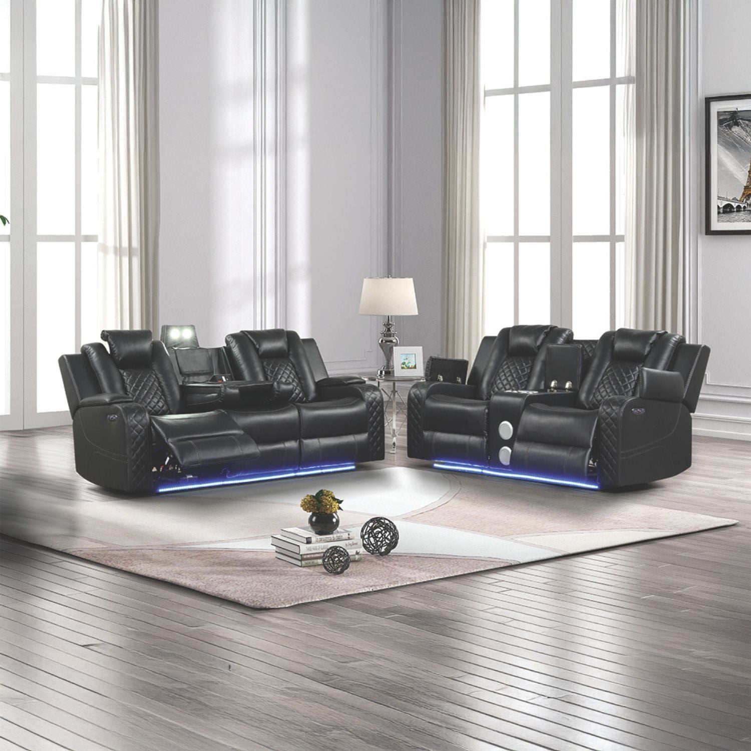 Benz - LED & Power Recliner With Adjustable Headrests And Ambient LED Lighting
