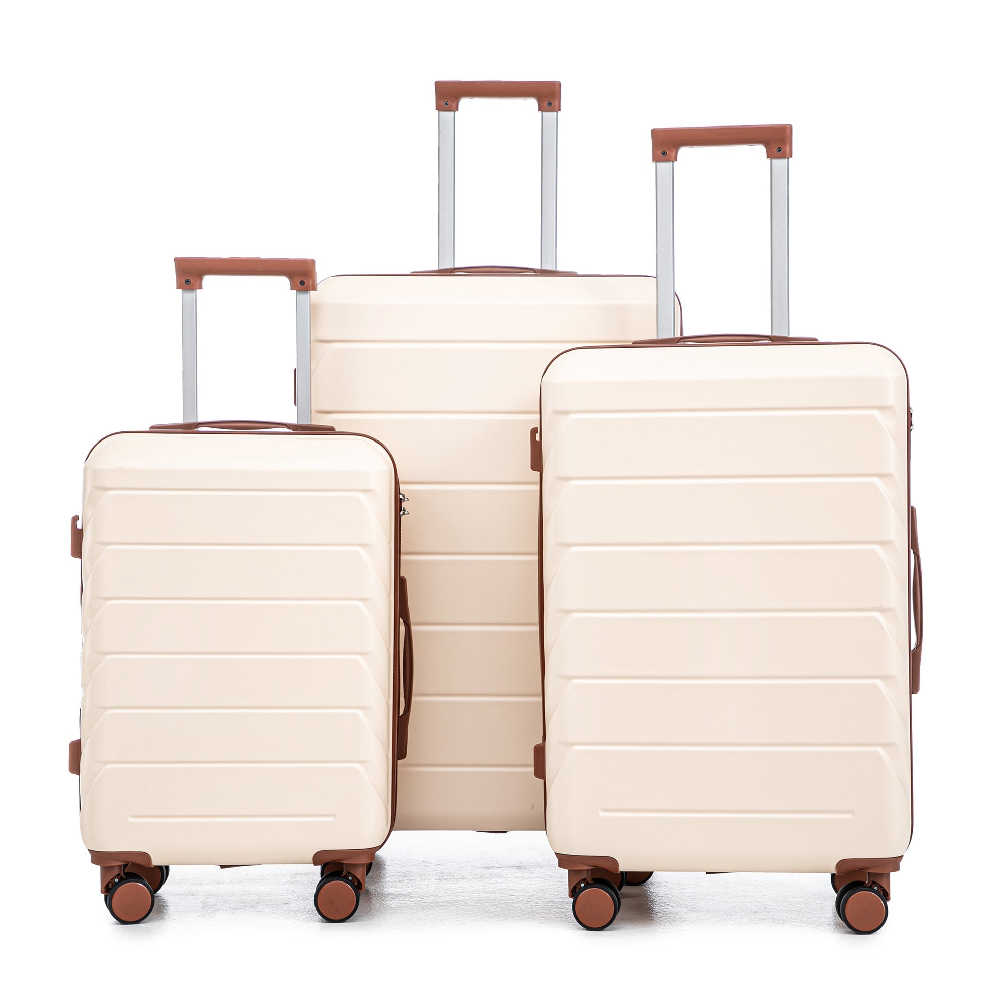 3-Piece ABS Spinner Wheel Luggage Set 20"/24"/28" Beige