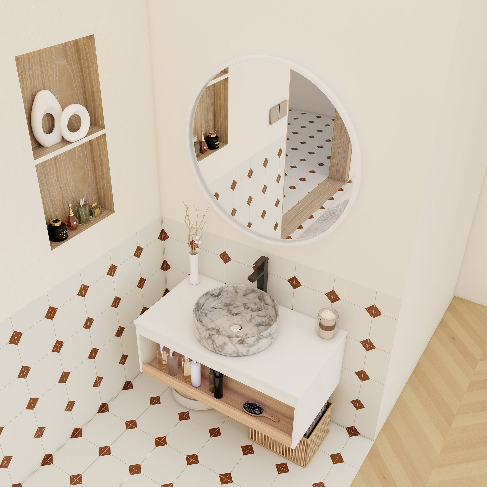 Floating Bathroom Vanity With Vessel Sink