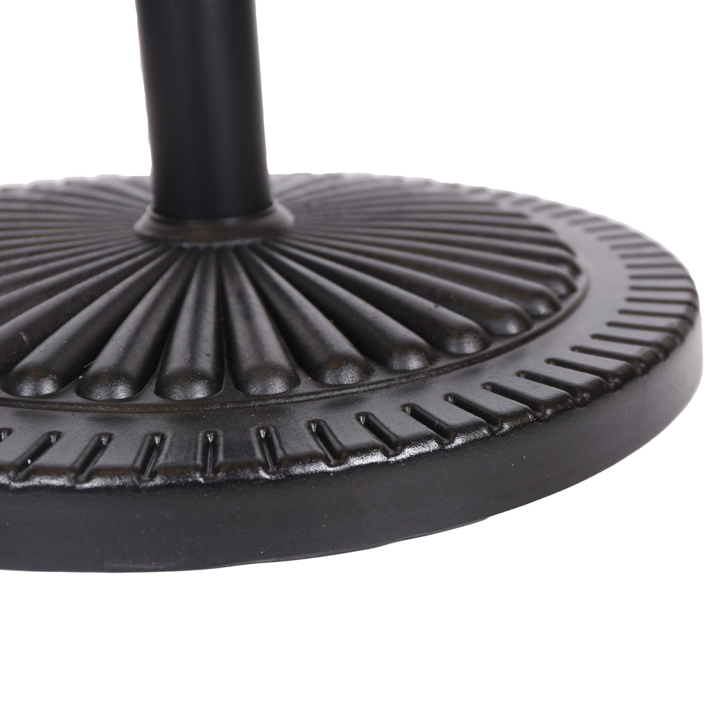 Black Rock Resin Outdoor Umbrella Base with Steel Support in Black Finish