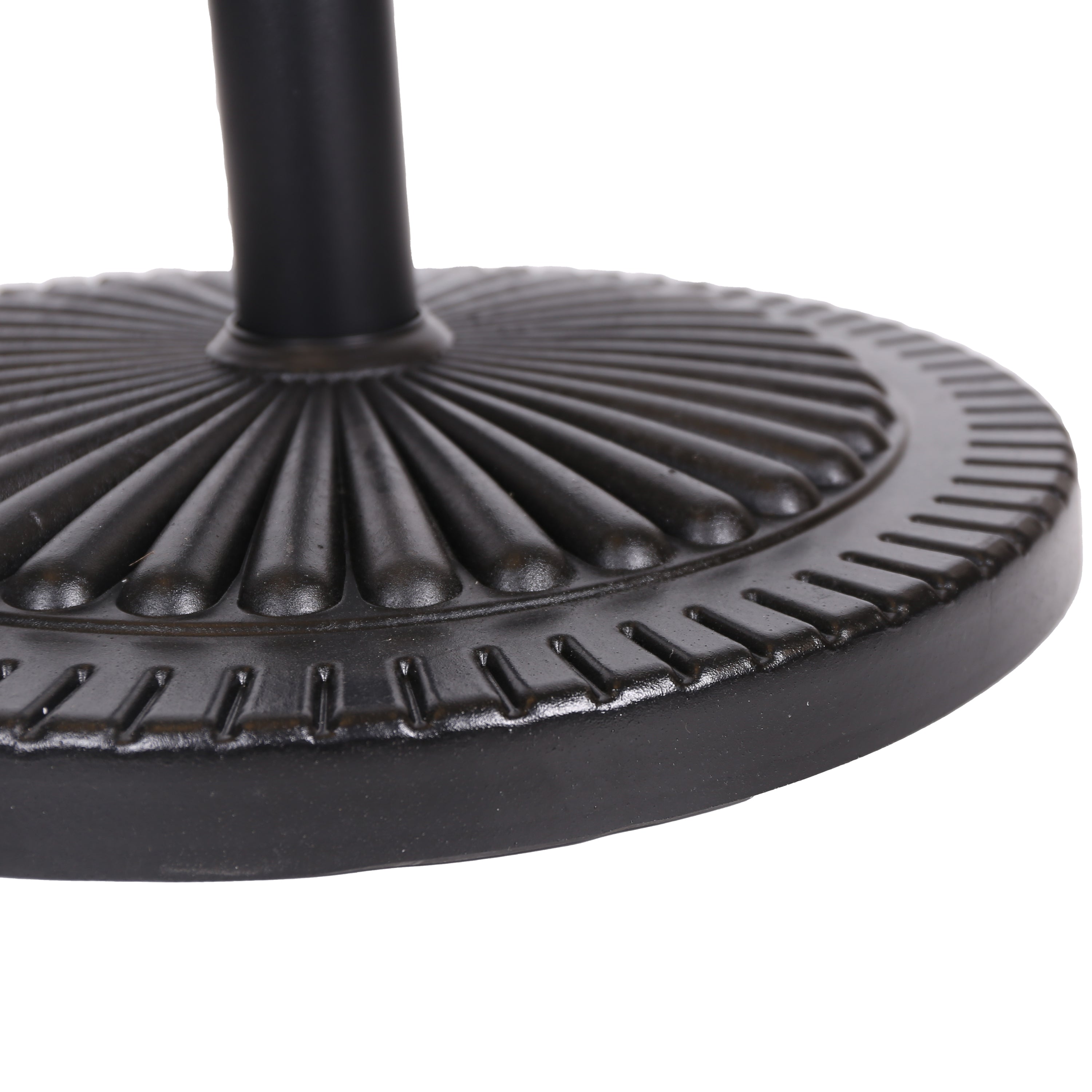 Black Rock Resin Outdoor Umbrella Base with Steel Support in Black Finish