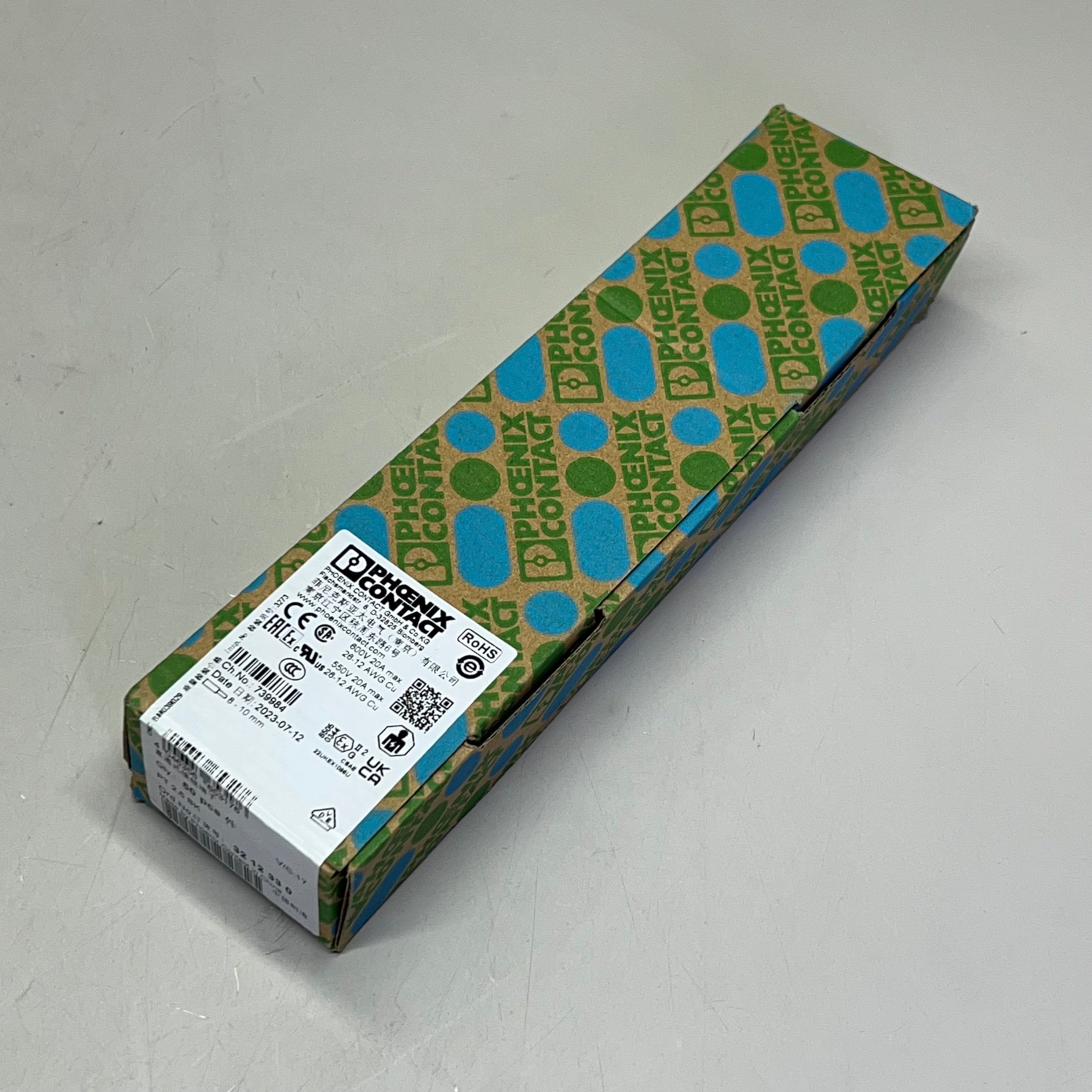 PHOENIX CONTACT (50 PACK) Feed Through Terminal Block 800V 24A 12-26 AWG 3212330