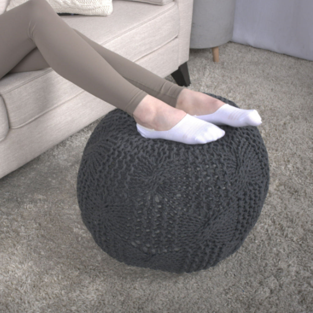 Bordeaux - Knitted Round Pouf