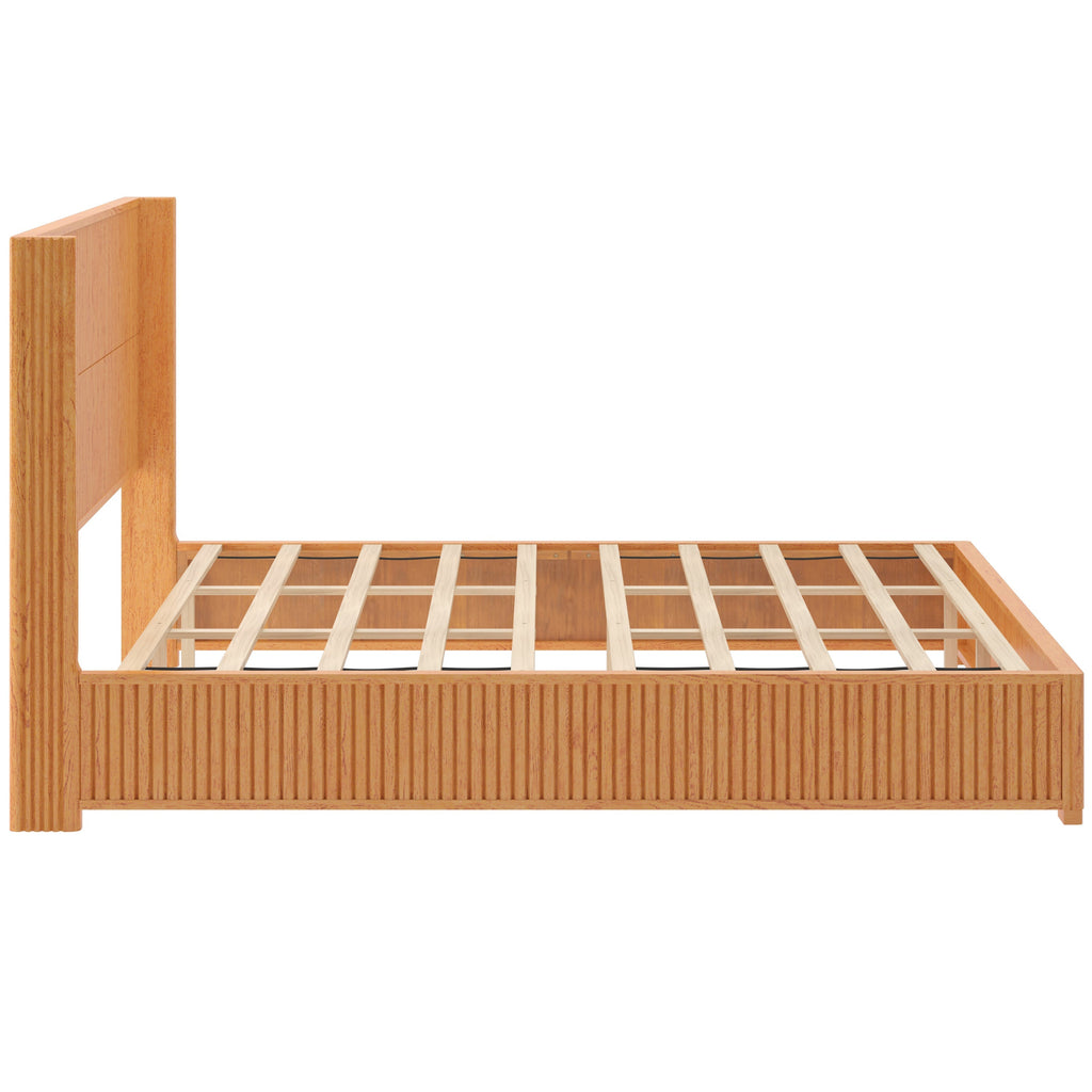 Solid Wood Platform Bed Frame with Headboard, King Size