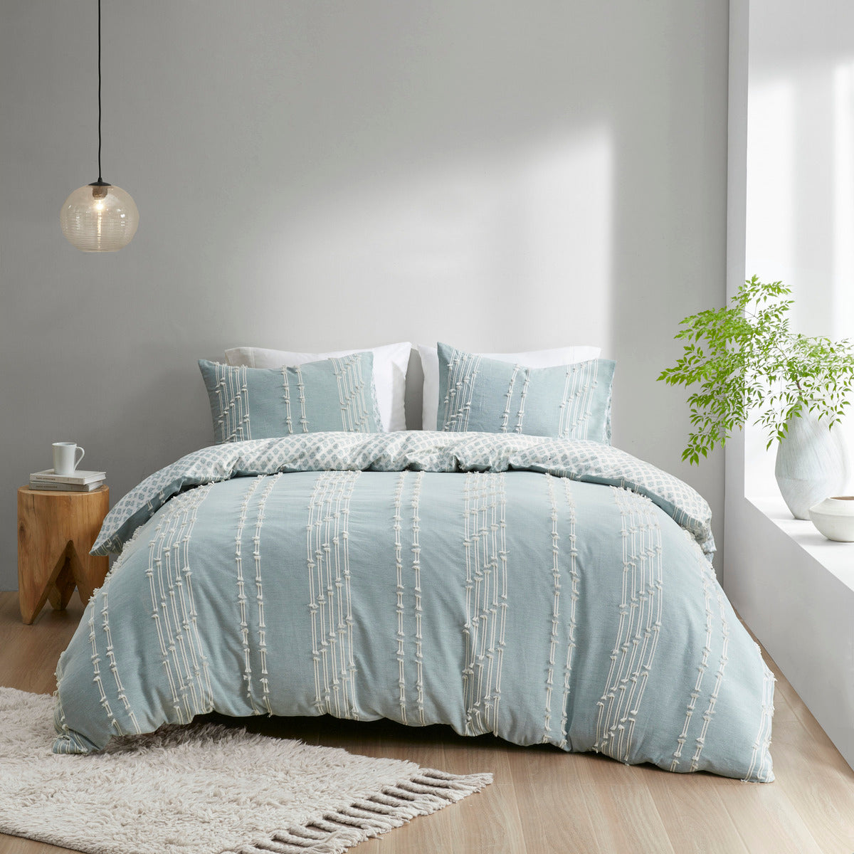 Full/Queen 3 Piece Cotton Jacquard Duvet Cover Set