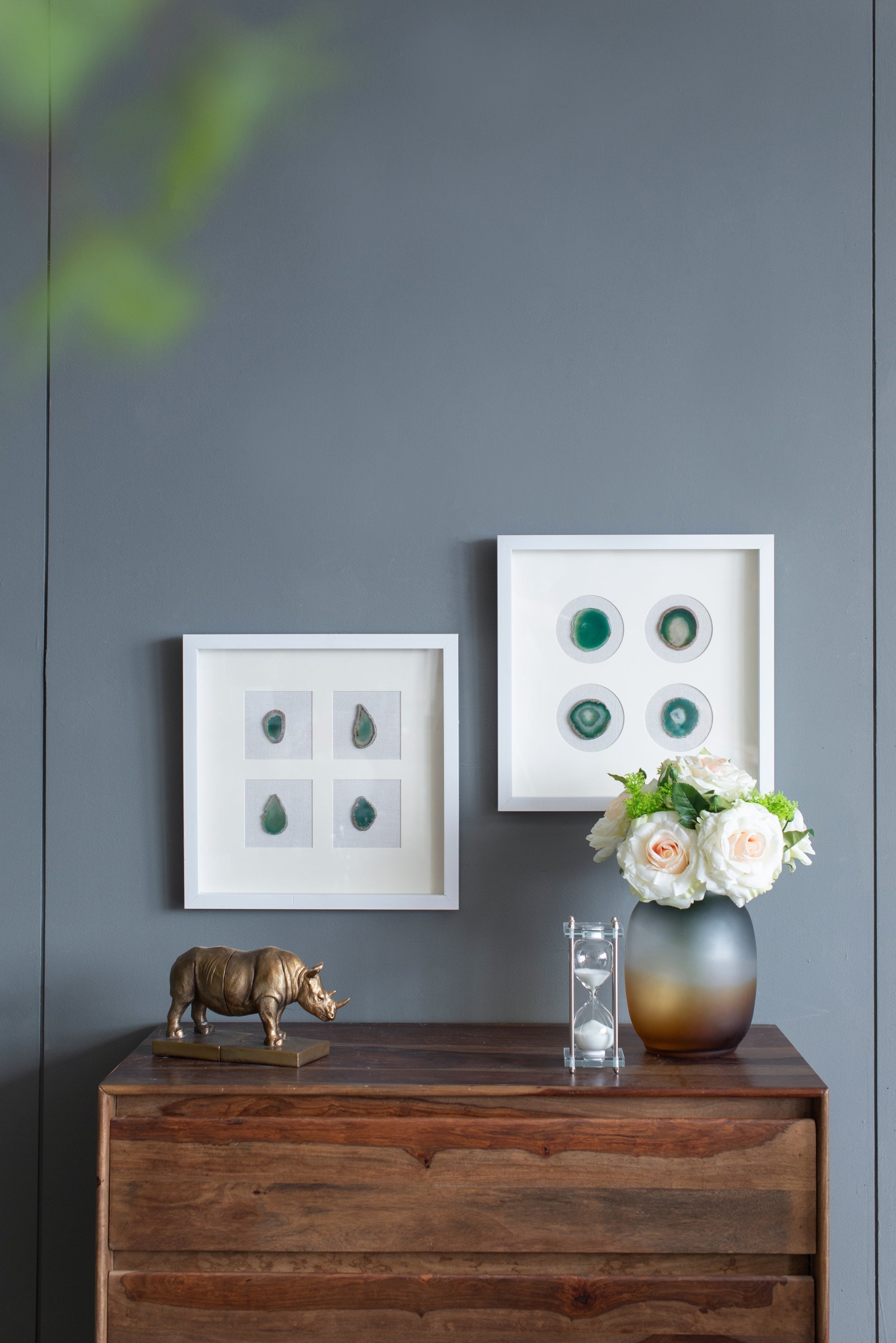 Set of 2 Shadow Box Wall Décor with Agate