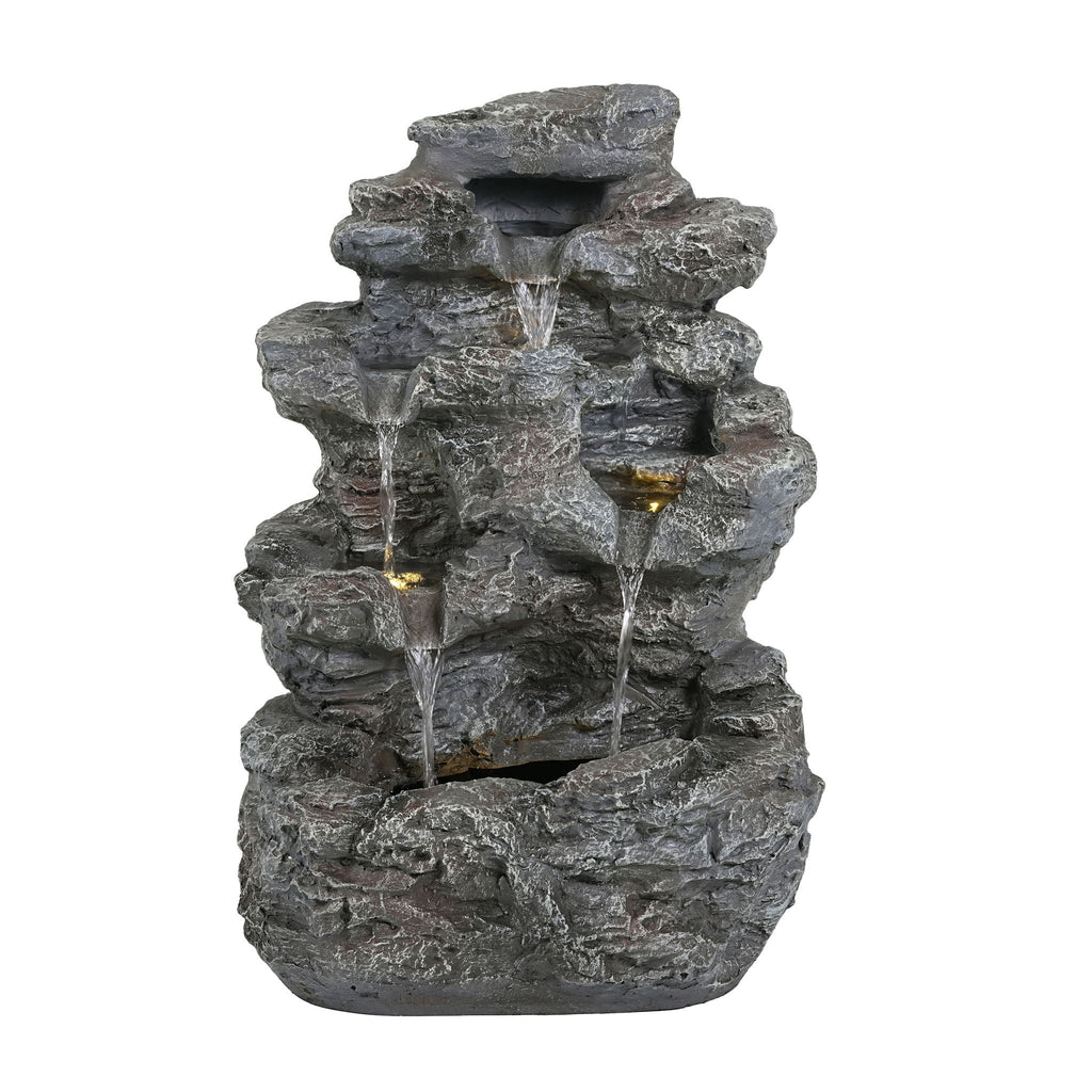 Concrete Rock Waterfall Fountain with LED Lights