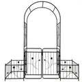 Metal Garden Arch With Gate Wide High Climbing Plants Support Rose Arch Outdoor - Black