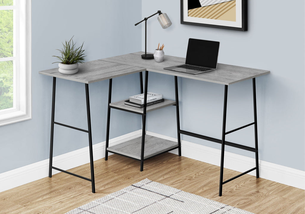 L-Shape Corner Computer Desk with Storage Shelves