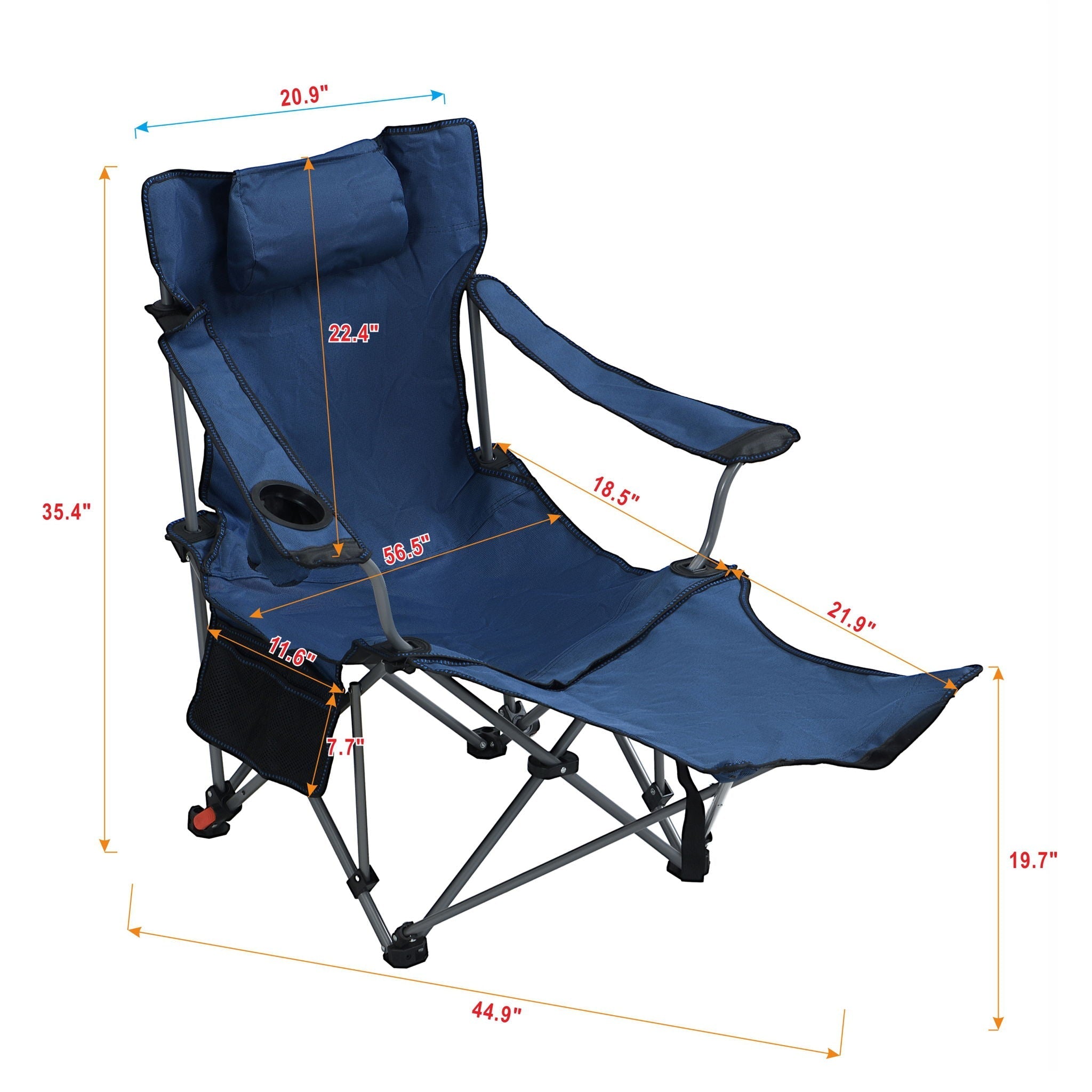 Outdoor Folding Adjustable Reclining Camping Chair with Cup Holder
