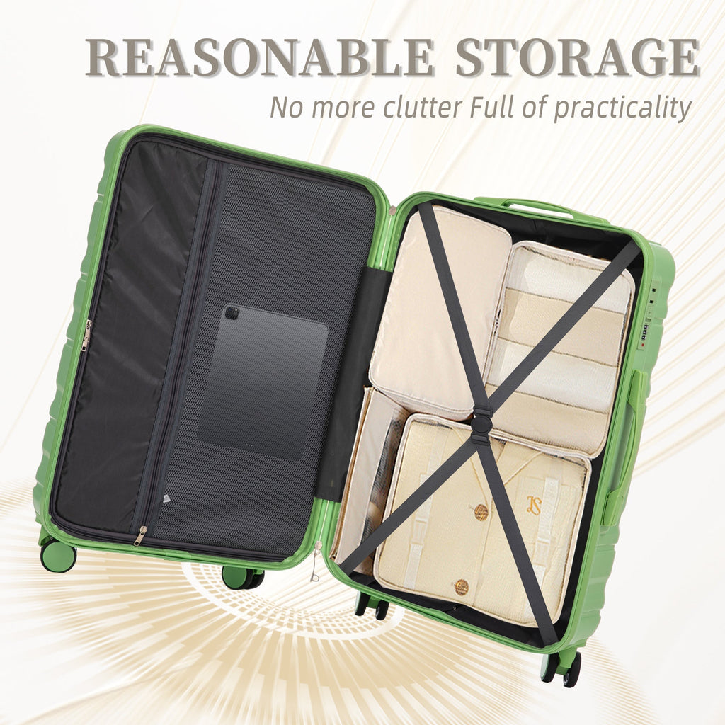 HIFINE Tourist 3-Piece Spinner Wheel Luggage Set in Green