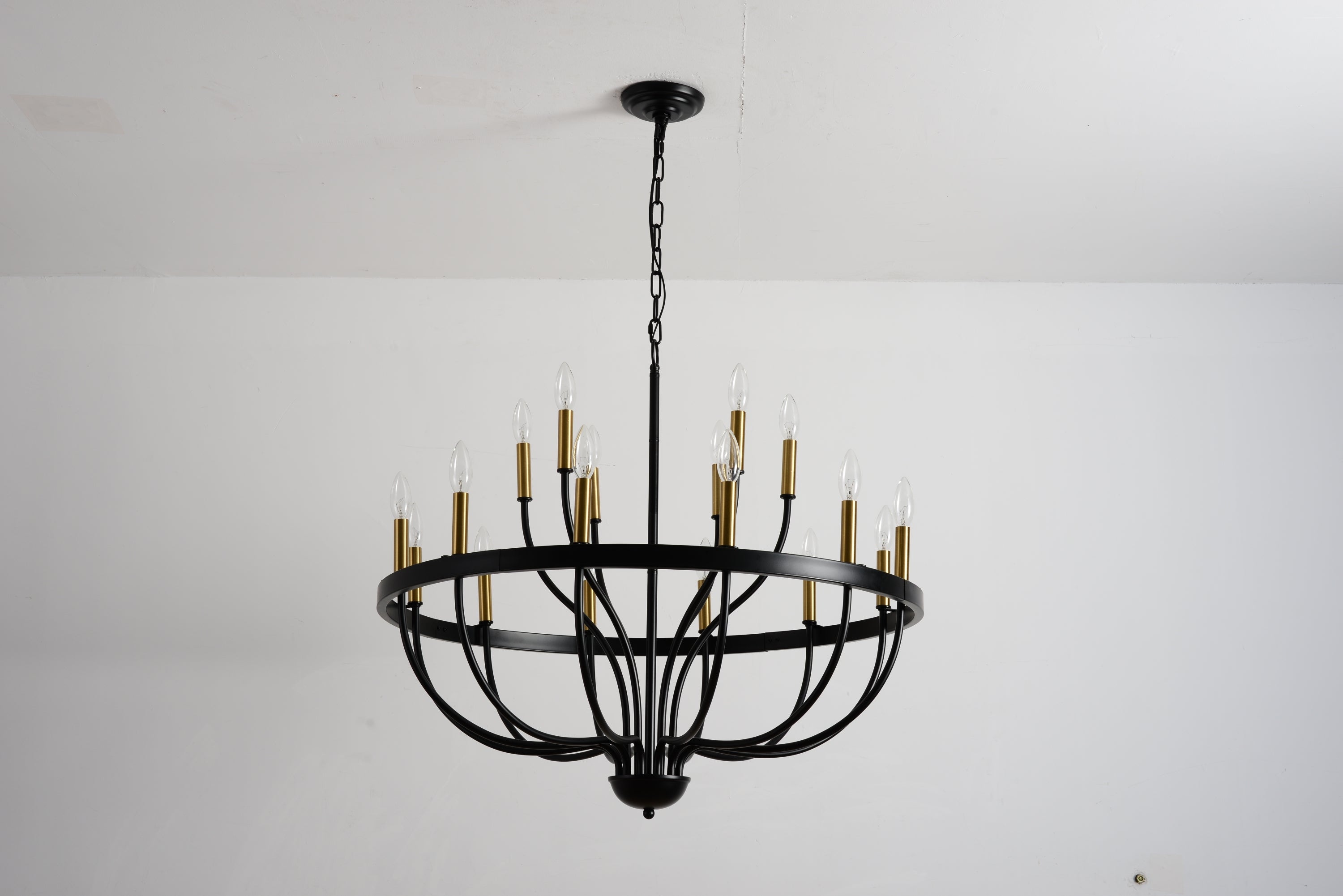 15-Light Industrial Iron Candle Chandelier Modern Farmhouse Pendant Light