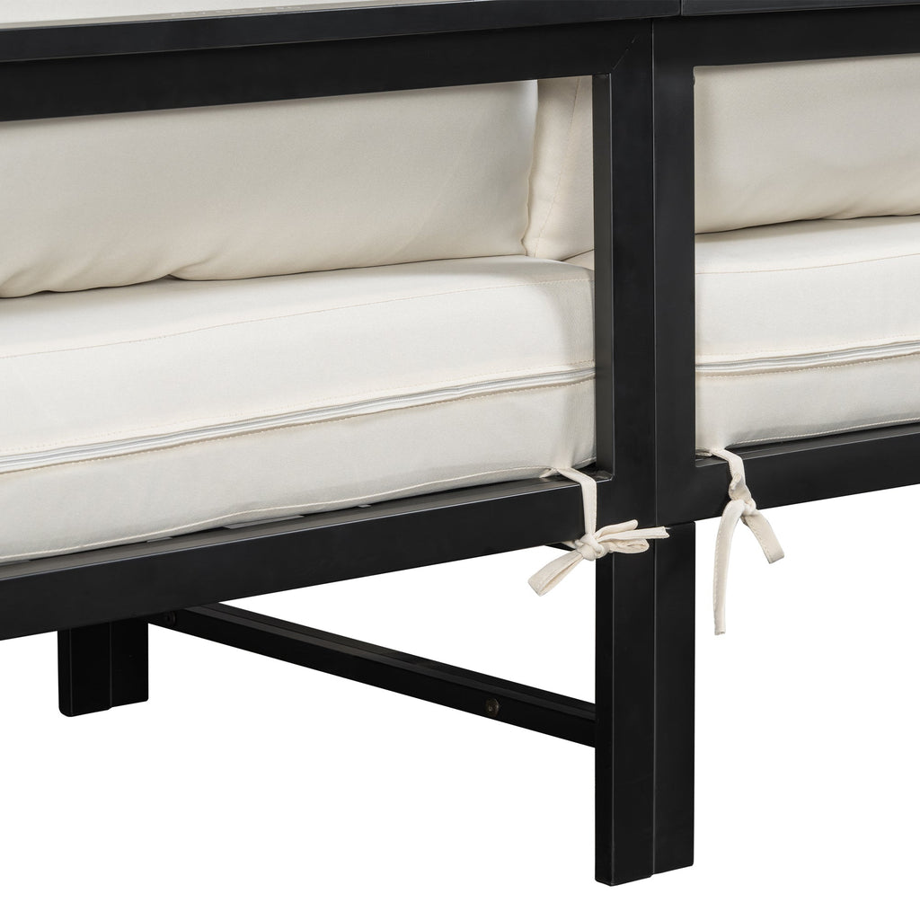 U_style Outdoor L-Shaped Sofa with Iron Frame and Ultra-Thick Cushions