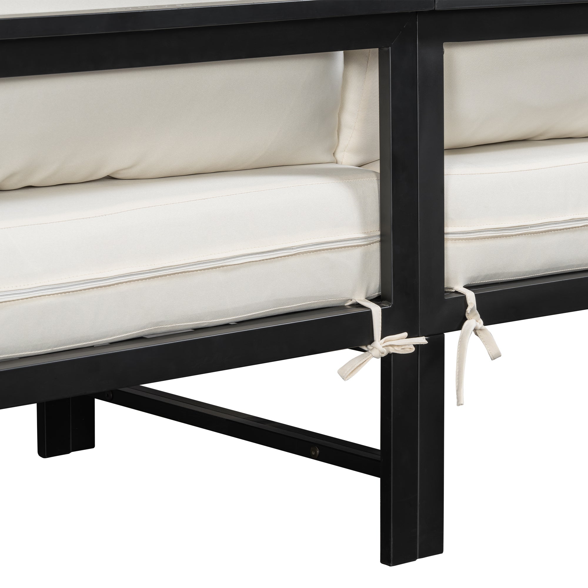 U_style Outdoor L-Shaped Sofa with Iron Frame and Ultra-Thick Cushions