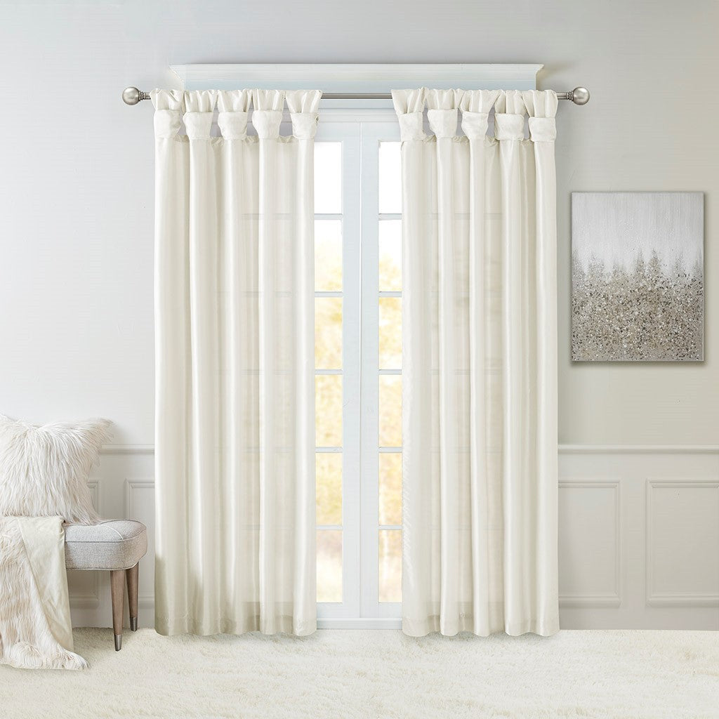 Twist Tab Lined Window Curtain Panel White 50x108