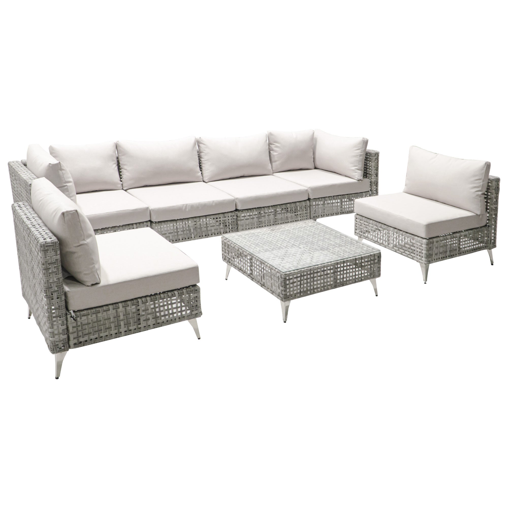 K&K 7-Piece Wicker Patio Furniture Set