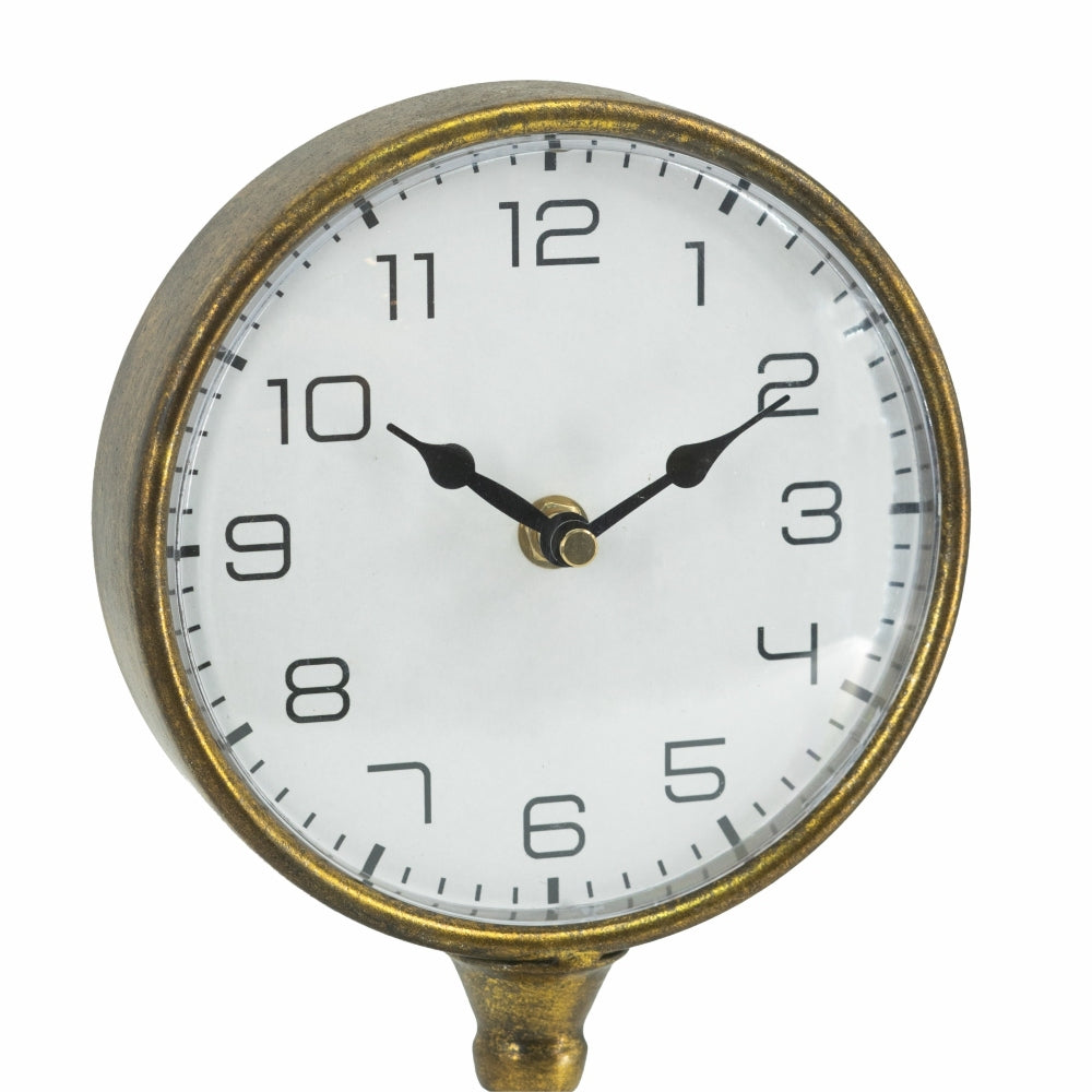 6.5x5.9x15.2' Vintage Inspired Gold Iron Table Clock