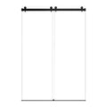 Frameless Double Sliding Soft Close Bathtub Shower Door, 5 / 16" Clear Nano Coated Tempered Glass And 304 Stainless Steel Handle - Matte Black