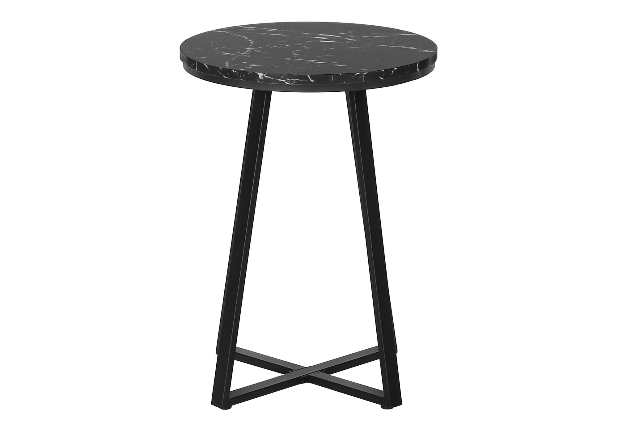Accent Table Side Round Marble Look Contemporary & Modern - Black
