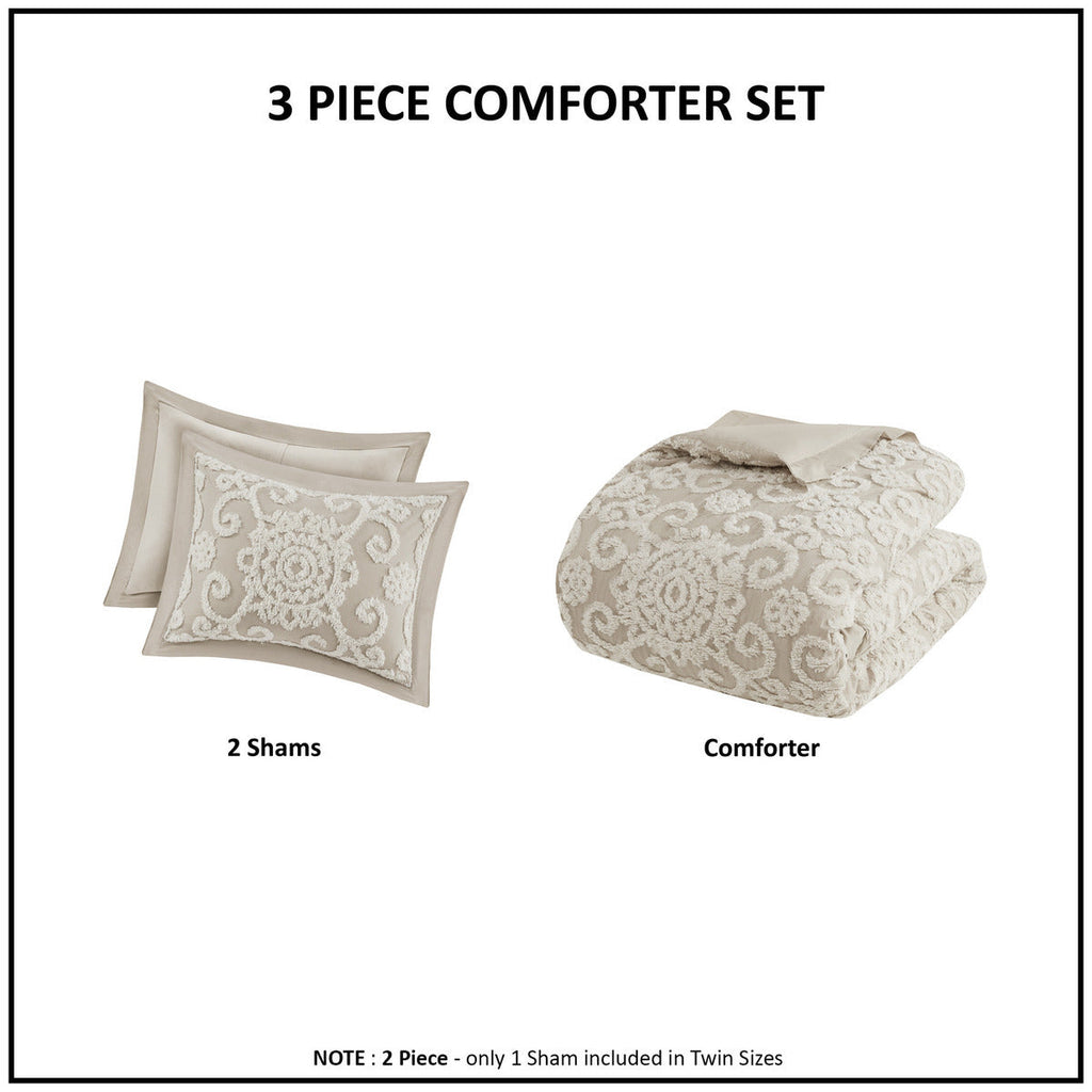 Cotton Comforter Mini Set Taupe King