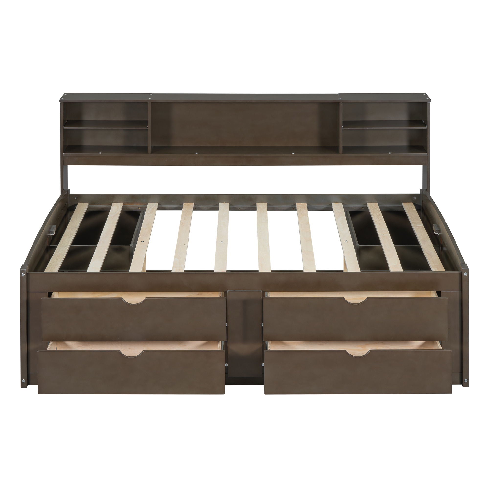 Daybed With 2 Bedside Cabinets, Upper Shelves And 4 Drawers