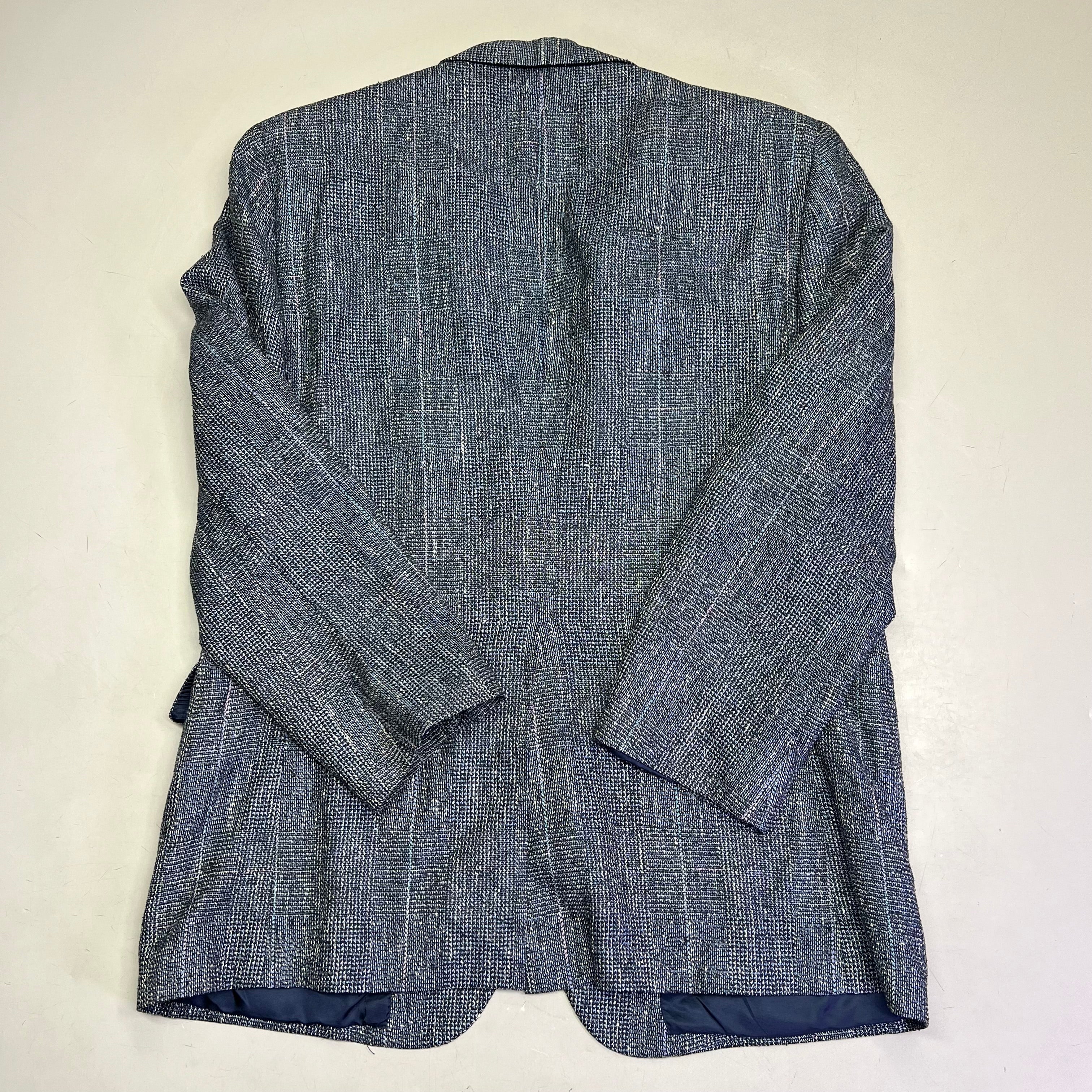 STAFFORD EXECUTIVE 100% Silk Blazer Salt & Pepper  Men's Sz 42R Blue/Black