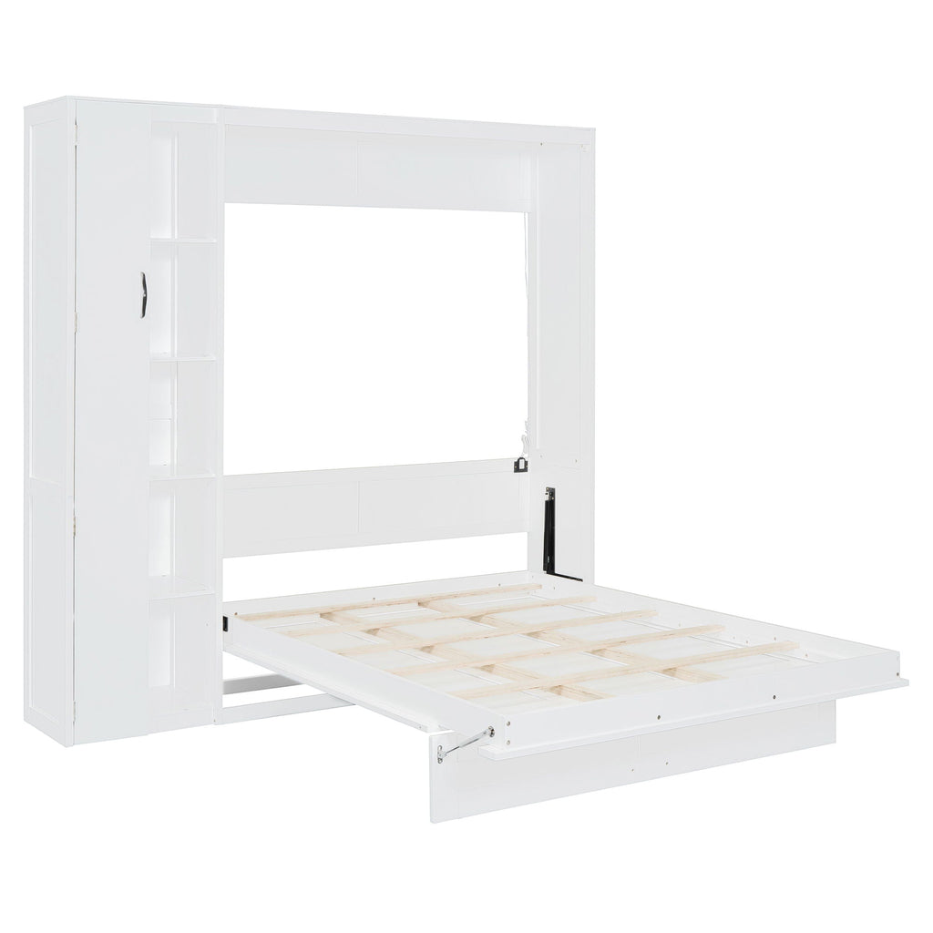 Murphy Wall Bed With Shelves, Wardrobe And LED Lights