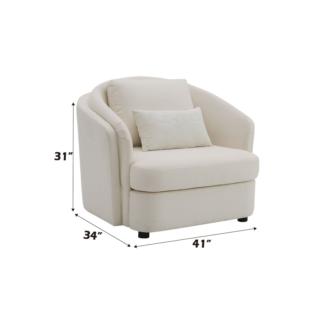Mariko Linen Chair With 1 Toss Pillow - Beige